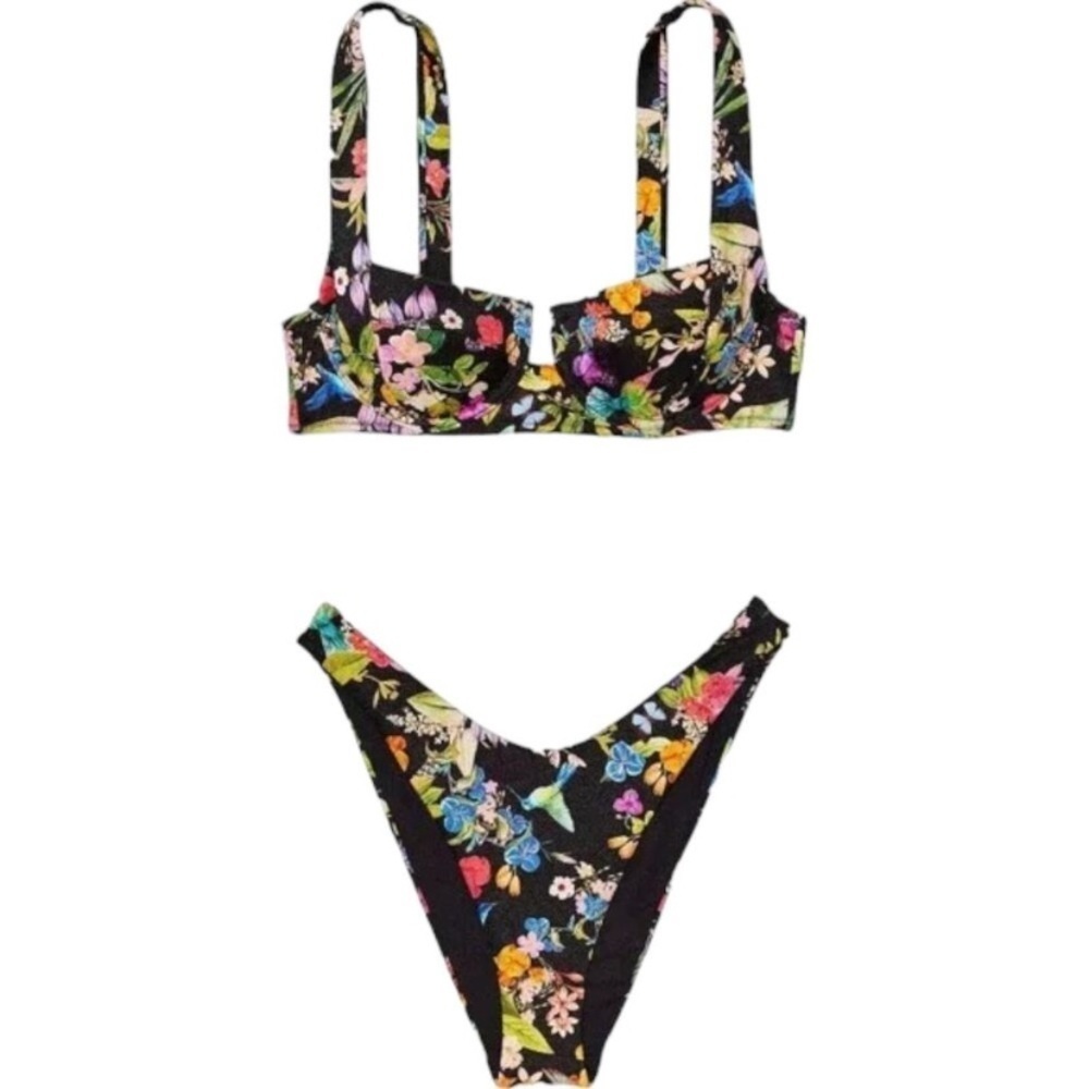 New! Victoria’s Secret wicked birds of paradise floral bikini black 4726